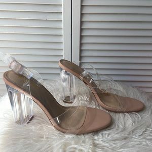 Clear strap nude base sandals